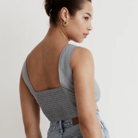 NWT Madewell Softdrape Gwen Crop Button Top - Picture 5 of 5